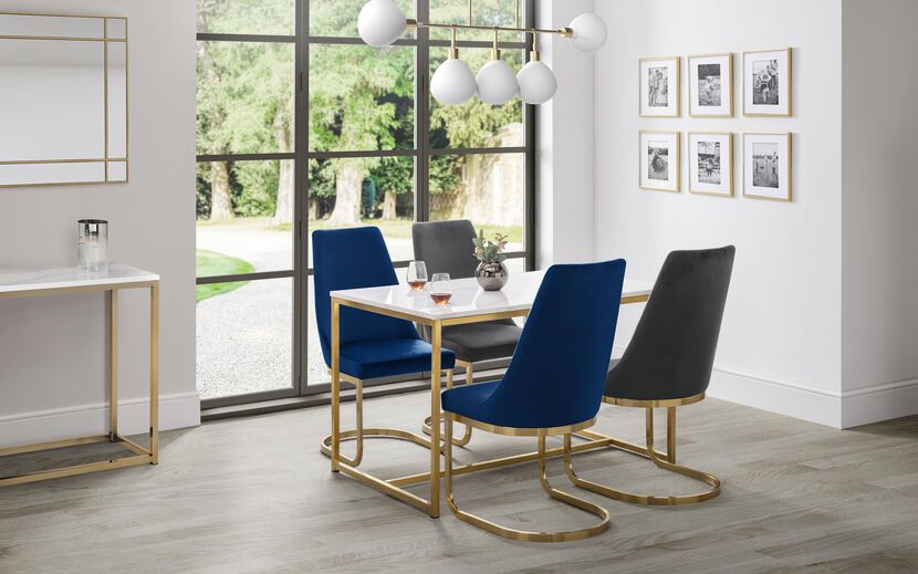 Camden Dining Table, 2 Blue Chairs & 2 Grey Chairs | Camden Furniture Range | ScS