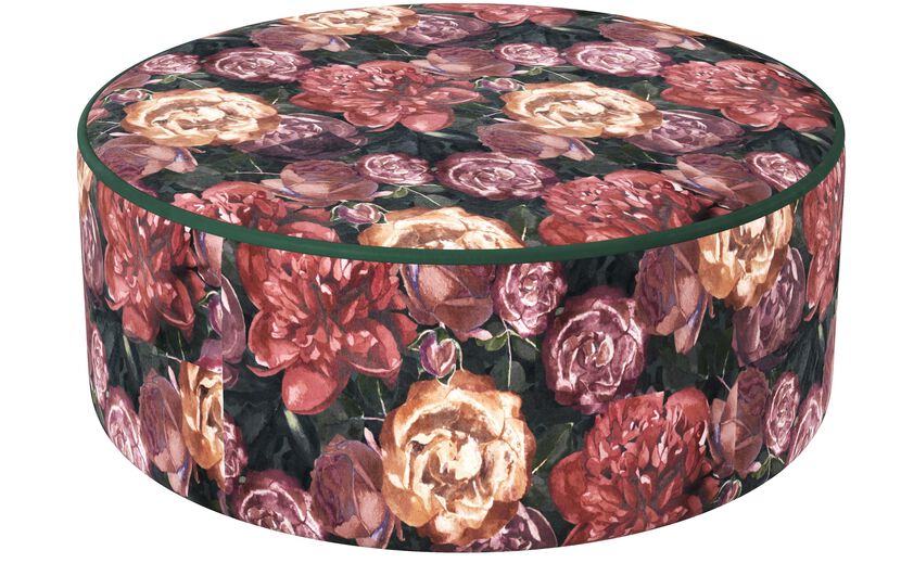 Bloom Velvet Round Patterned Footstool | Bloom Sofa Range | ScS