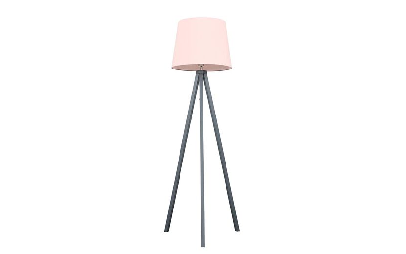 Barbro Grey Wood Floor Lamp with Dusty Pink Shade | Lighting | ScS