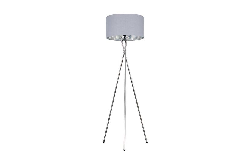 Camden Brushed Tripod Floor Lamp with Grey & Chrome Shade | Lighting | ScS