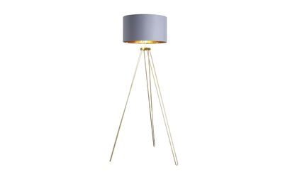 Aero Hairpin Gold Tripod Floor Lamp with Grey & Gold Shade | Lighting | ScS