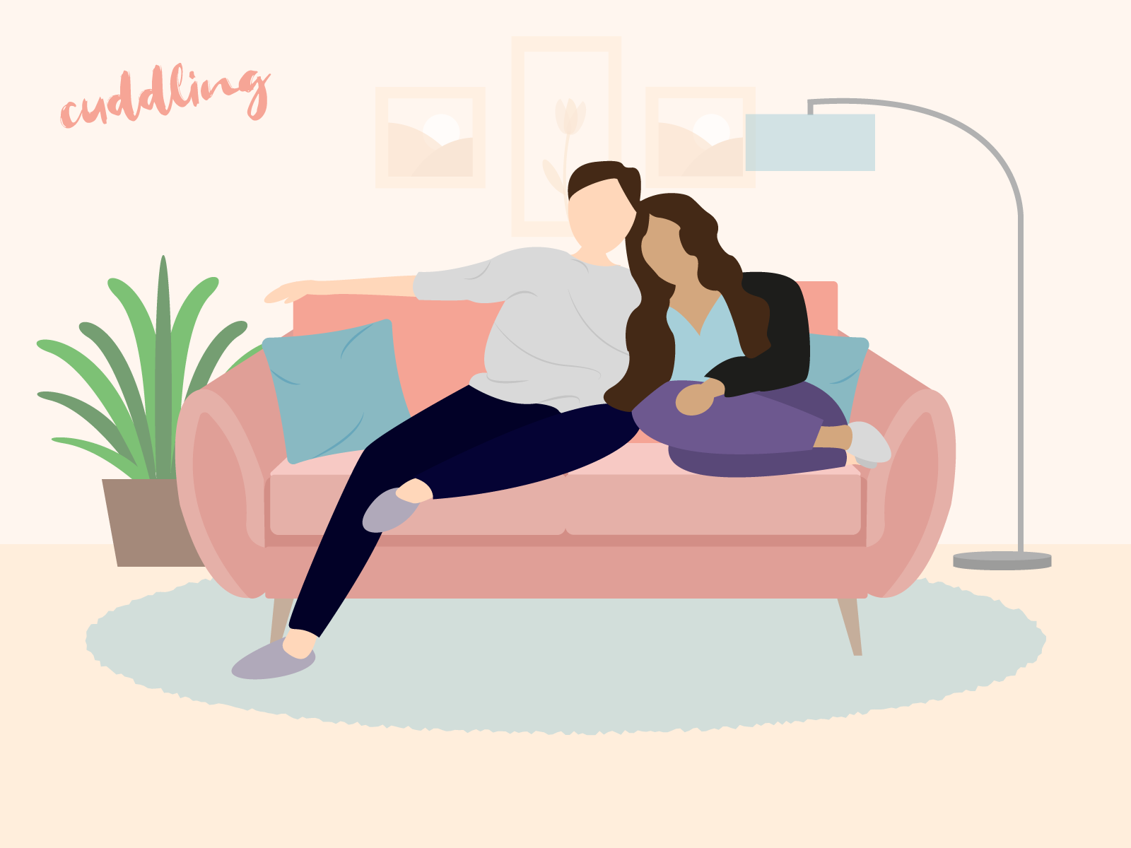 Муж и жена на диване рисунок