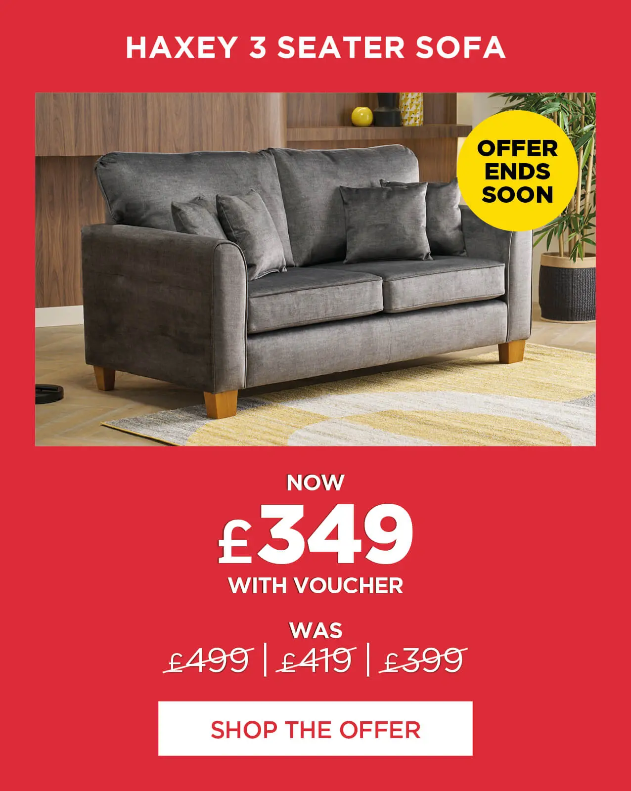 Triple Discount on our Haxey 3 seater sofa