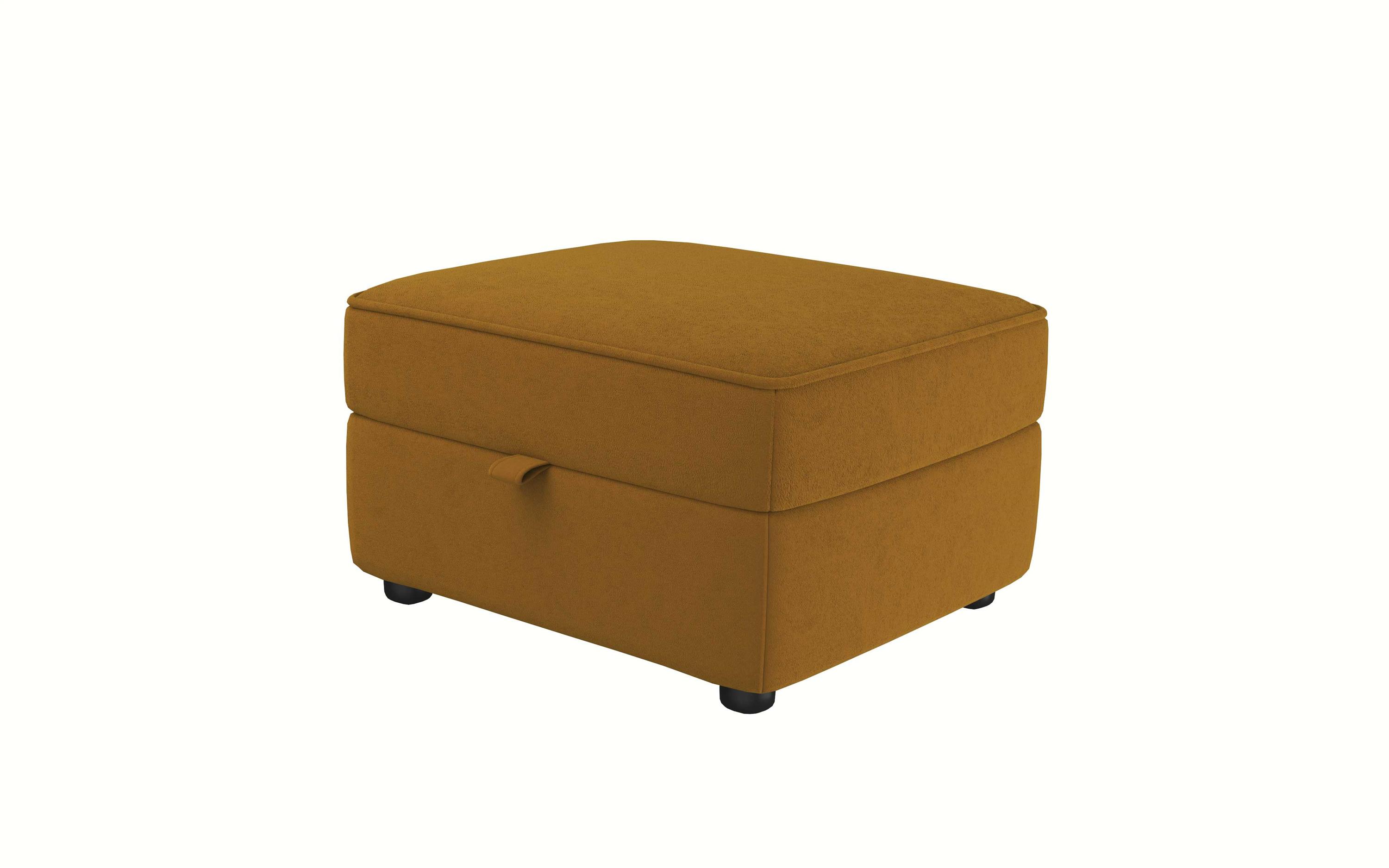 Ochre footstool deals with storage